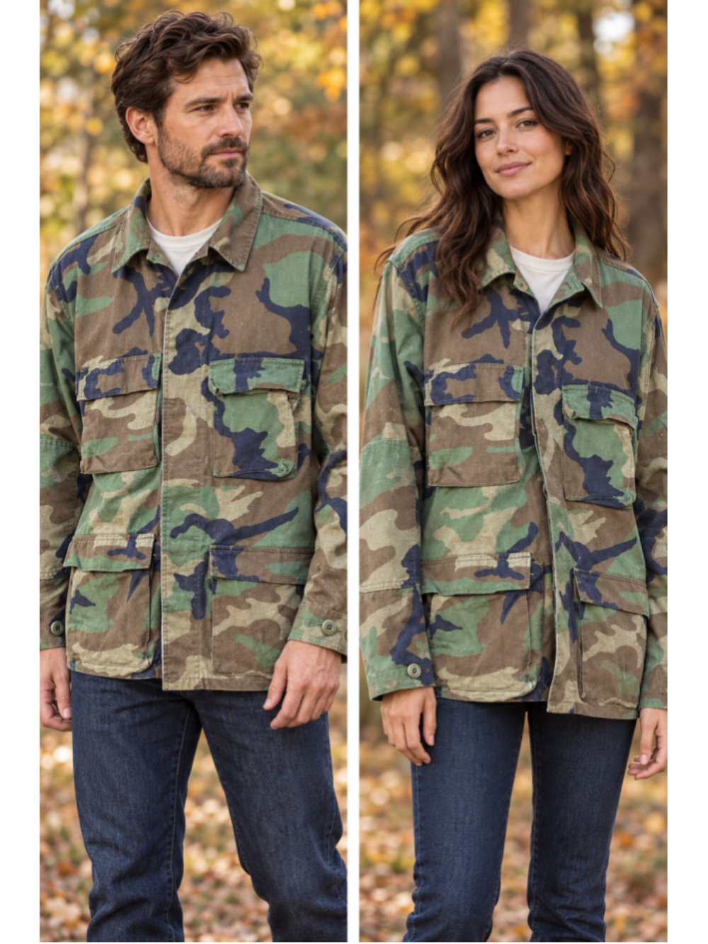 Unisex Military Field Jacket Size M Green Brown Camo